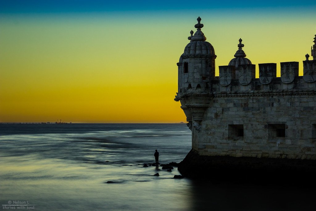 the fisherman and his tower ( #Portugal #Lisbon #riverTagus )