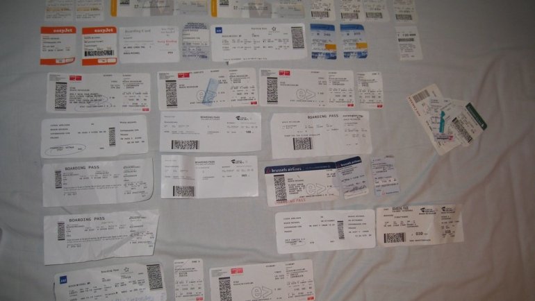 Most of my boarding cards from the past year